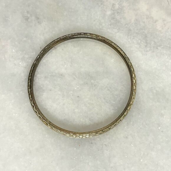 Zara 3" Yellow Gold Toned Textured Bangle Bracelet - Picture 2 of 4